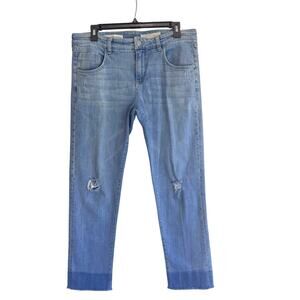Pilcro Distressed Straight Leg Jeans Size 29 Raw Hem Light Wash Chill Fit